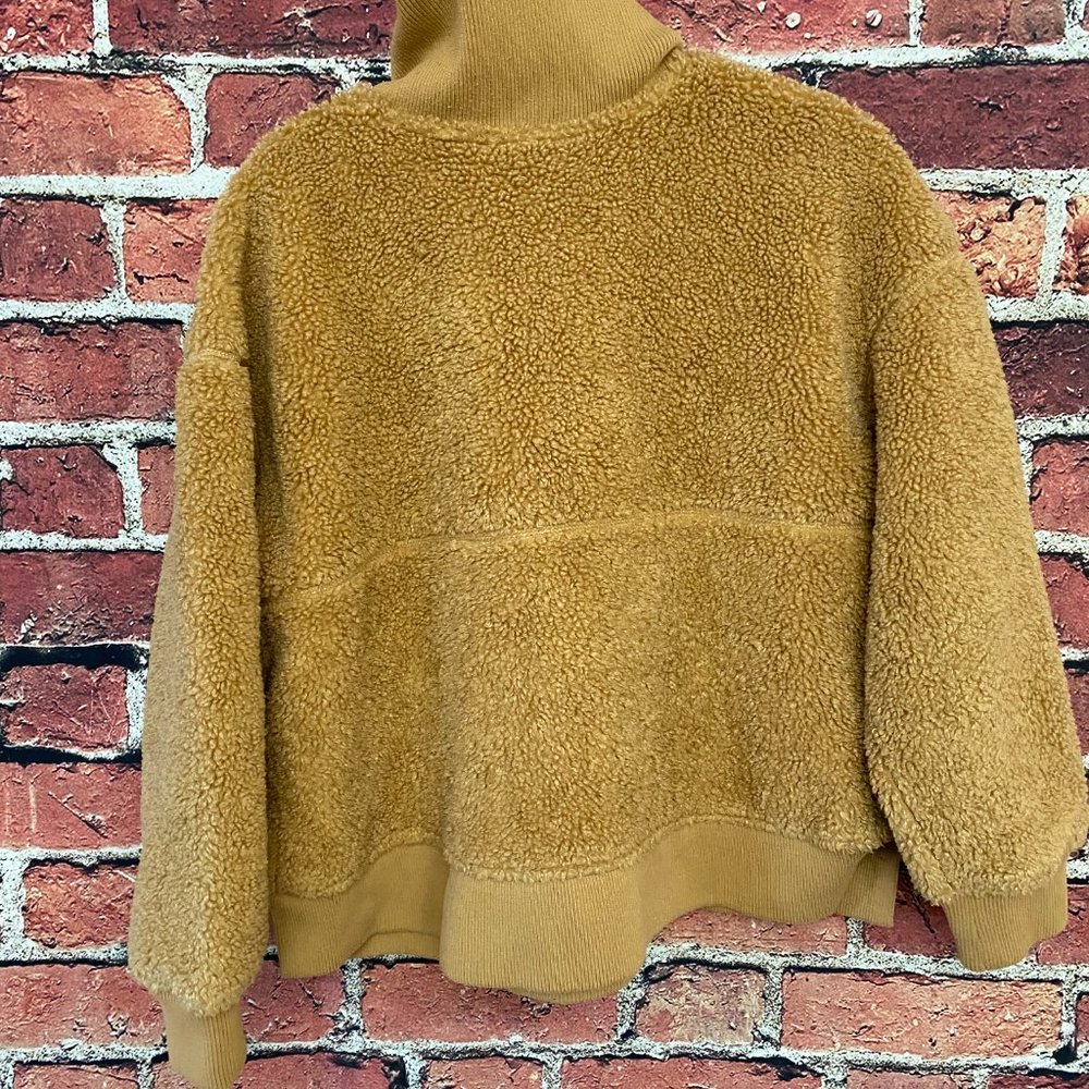 Joy Lab Women's Warm Fuzzy Jacket Size XXL Cappuccino 1/4 Zip Pullover - Picture 2 of 10